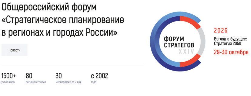 XXII Общероссийский форум «Стратегическое планирование в регионах и городах России» обложка мероприятия