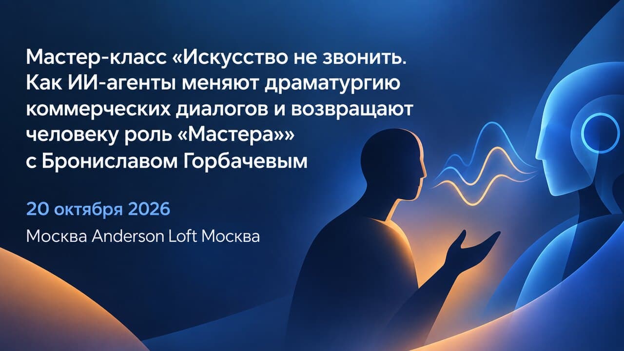 Мастер-класс «Искусство не звонить. Как ИИ-агенты меняют драматургию коммерческих диалогов и возвращают человеку роль «Мастера»» с Брониславом Горбачевым